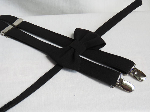 Formal Black Bow Tie and Suspenders