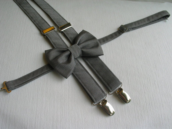 Gray Herringbone Bow Tie