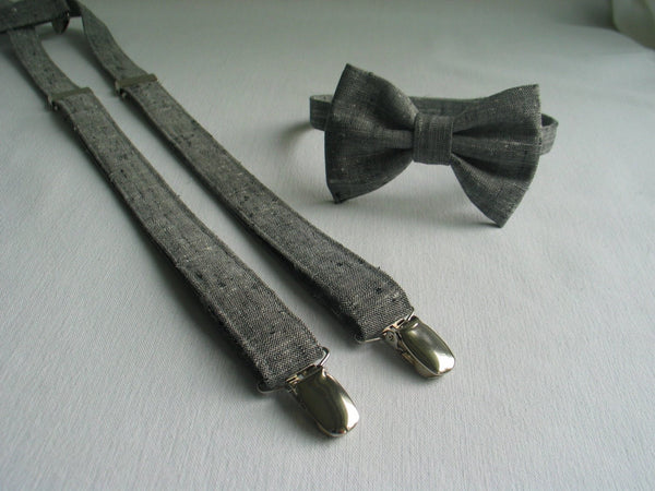 Gray Tweed Suspenders and Bow Tie-Taylors Tartans