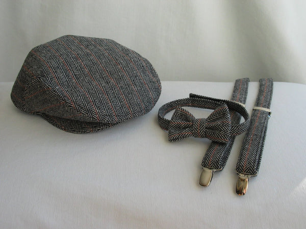 Herringbone Wool Flat Cap