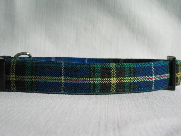 Blue Nova Scotia Tartan Dog Collar, Dog Collar for Nova Scotia Wedding, Blue Plaid Pet Collar Made in Canada, Blue Plaid Dog Collar Gift