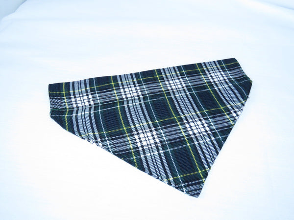 Dog Kerchief, Navy and Green Plaid Pet Bandana for Dog Shows, Dog Adoption Gift, Welcome Home New Dog Bandana