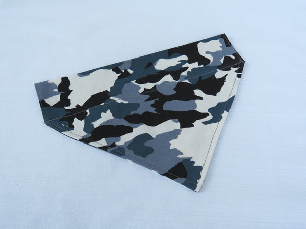 Camo Pet Bandana, Camouflage Dog Kerchief, Hunting Dog Accessory, Gray Camo Dog Kerchief