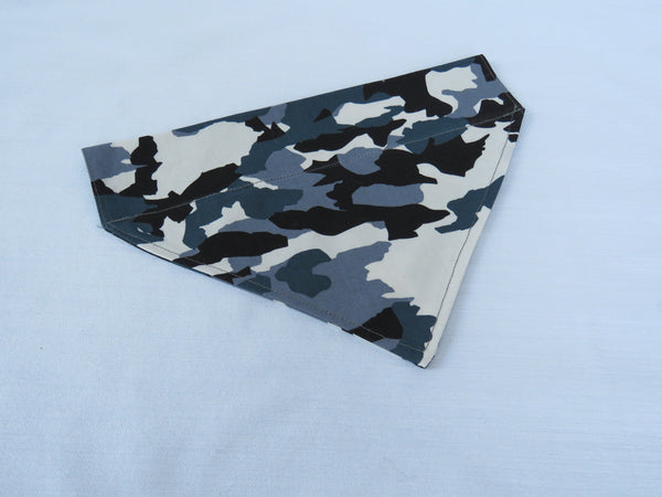Camo Pet Bandana, Camouflage Dog Kerchief, Hunting Dog Accessory, Gray Camo Dog Kerchief