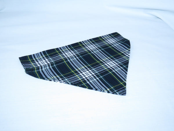 Dog Kerchief, Navy and Green Plaid Pet Bandana for Dog Shows, Dog Adoption Gift, Welcome Home New Dog Bandana