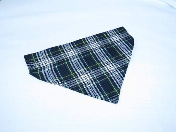 Dog Kerchief, Navy and Green Plaid Pet Bandana for Dog Shows, Dog Adoption Gift, Welcome Home New Dog Bandana