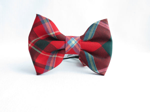 New Brunswick Tartan Dog Bow Tie, Red Green Plaid Dog Bow Christmas Gift, Holiday Dog Photo Bow Tie, Dog Collar Accessory, Dog Lover Gift