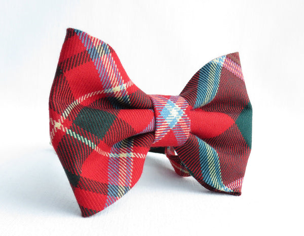 New Brunswick Tartan Dog Bow Tie, Red Green Plaid Dog Bow Christmas Gift, Holiday Dog Photo Bow Tie, Dog Collar Accessory, Dog Lover Gift