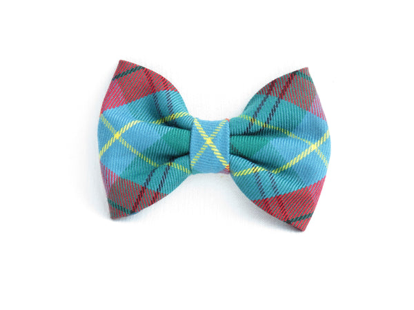 Plaid Dog Bow Tie, British Columbia Tartan Dog Bow Tie, Dad and Dog Matching Teal Plaid Bow Ties, Cat Plaid Bow Tie, Pet Birthday Bow Tie