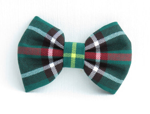 Newfoundland Tartan Dog Bow Tie, Green Plaid Dog Bow, Newfoundland Dog Accessory, Matching Dog and Groom Bow Tie for Newfoundland Wedding