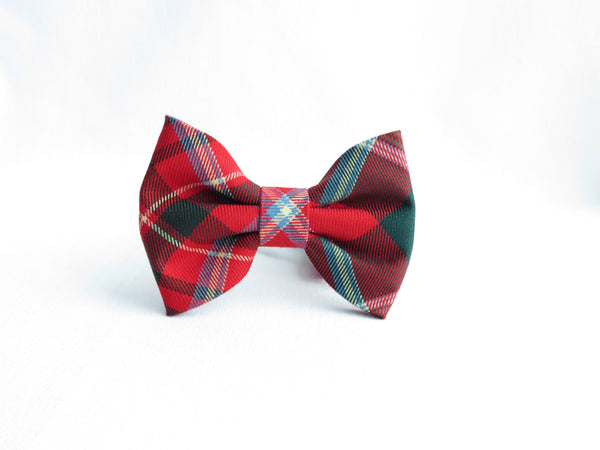 New Brunswick Tartan Dog Bow Tie, Red Green Plaid Dog Bow Christmas Gift, Holiday Dog Photo Bow Tie, Dog Collar Accessory, Dog Lover Gift