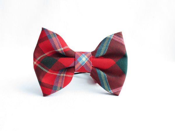 New Brunswick Tartan Dog Bow Tie, Red Green Plaid Dog Bow Christmas Gift, Holiday Dog Photo Bow Tie, Dog Collar Accessory, Dog Lover Gift