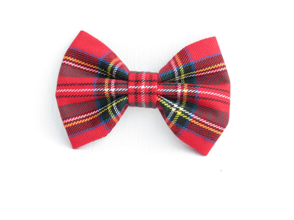 Royal Stewart Dog Bow Tie - Red Plaid Dog Bow - Tartan Dog Tie - Puppy Adoption Gift - Dog Christmas Photos Bow Tie - Dog Bling