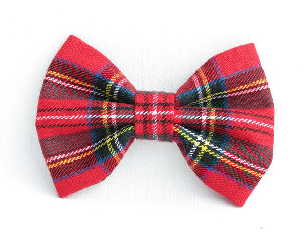 Royal Stewart Dog Bow Tie - Red Plaid Dog Bow - Tartan Dog Tie - Puppy Adoption Gift - Dog Christmas Photos Bow Tie - Dog Bling