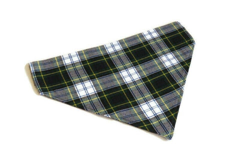 Dog Kerchief, Gordon Tartan Bandana Gift for Dogs, Green and Navy Plaid Dog Kerchief, Gordon Family Gathering Pet Clothing