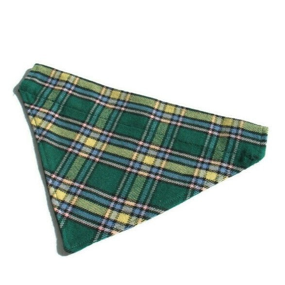 Alberta Tartan Kerchief, Alberta Tartan Dog Bandana, Green Plaid Pet Kerchief, Dog Dress Up, Dog Accessory, Plaid Dog Bib