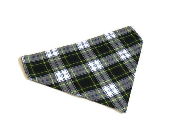 Dog Kerchief, Gordon Tartan Bandana Gift for Dogs, Green and Navy Plaid Dog Kerchief, Gordon Family Gathering Pet Clothing