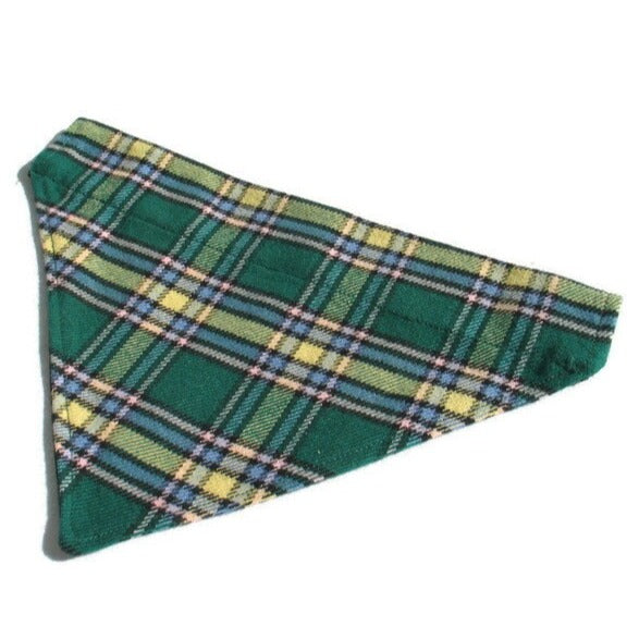 Alberta Tartan Kerchief, Alberta Tartan Dog Bandana, Green Plaid Pet Kerchief, Dog Dress Up, Dog Accessory, Plaid Dog Bib