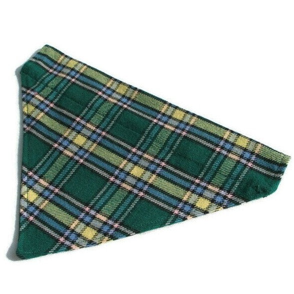 Alberta Tartan Kerchief, Alberta Tartan Dog Bandana, Green Plaid Pet Kerchief, Dog Dress Up, Dog Accessory, Plaid Dog Bib