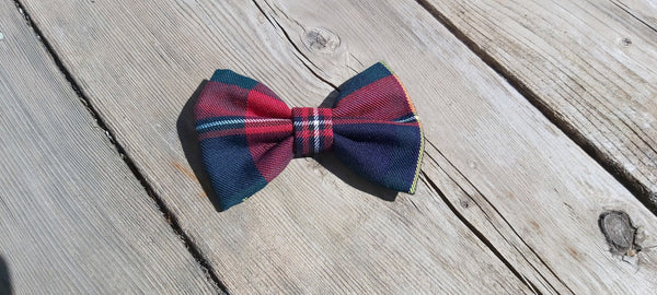 Quebec Tartan Dog Bow Tie, Matching Dog and Groom Bow Tie for Quebec Wedding, Plaid du Quebec Pet Collar Bow Tie, Pet Neckwear,