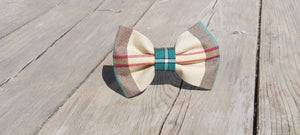 Tartan Dog Bow Tie To Slide on Collar, Saskatchewan Tartan Doggie Bow Tie, Yellow Plaid Pet Accessory, Matching Bow Tie for Dog and Dog Dad