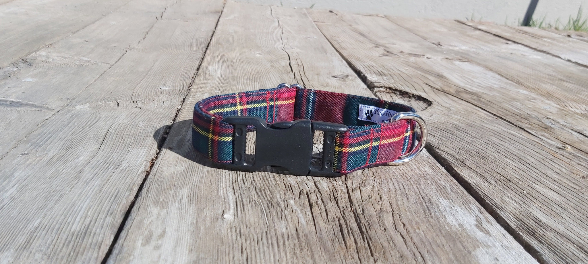 Quebec Tartan Dog Collar, Red and Navy Plaid Dog Collar, Dog Groomer Thank You Gift, Pet Sitter Dog Plaid Collar Gift, Canadian Tartan Dog