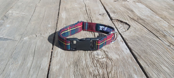 Quebec Tartan Dog Collar, Red and Navy Plaid Dog Collar, Dog Groomer Thank You Gift, Pet Sitter Dog Plaid Collar Gift, Canadian Tartan Dog