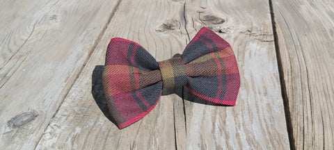 Dog Bow Tie, Maple Leaf Tartan Dog Bow Tie, Canadian Dog Bow To Slide on Collar, Dog Show Bow Tie Gift For Pets