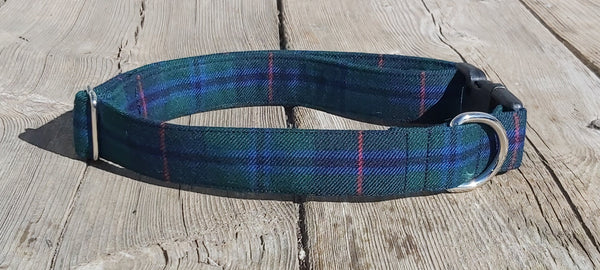 Armstrong Tartan Dog Collar, Armstrong Wedding Dog Ring Bearer Collar, Green Plaid Dog Collar Gift, Armstrong Family Reunion Dog Mom Gift