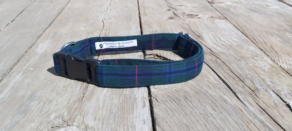 Armstrong Tartan Dog Collar, Armstrong Wedding Dog Ring Bearer Collar, Green Plaid Dog Collar Gift, Armstrong Family Reunion Dog Mom Gift