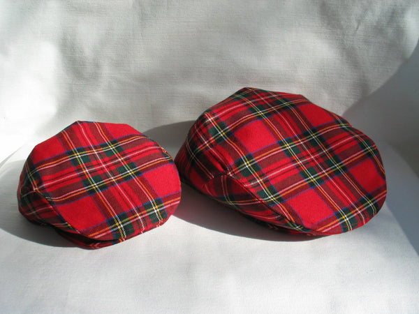 Matching Father Son Royal Stewart Tartan Flat Caps