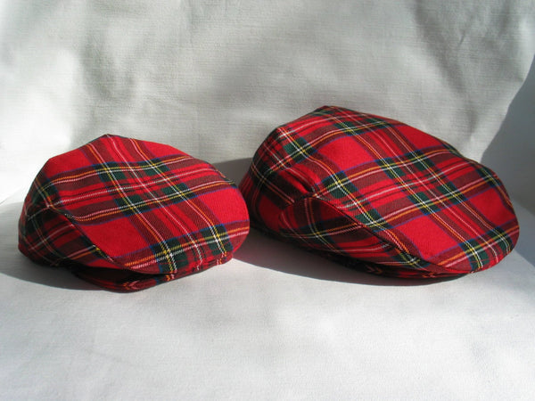 Matching Father Son Royal Stewart Tartan Flat Caps