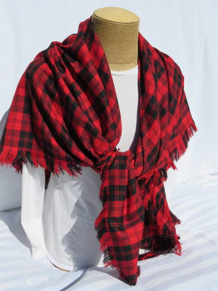 Menzies Red Blanket Scarf-Taylors Tartans