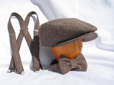 Newsboy Cap Suspenders Bow Tie Set-Taylors Tartans