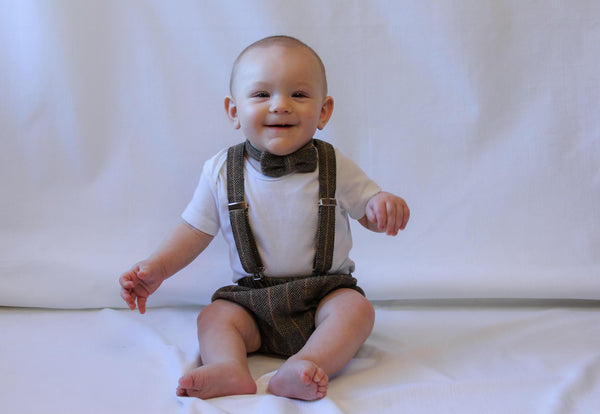 Newsboy Diaper Cover Suspenders Bow Tie Set