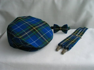 Nova Scotia Tartan Man Flat Cap, Suspenders, Bow Tie-Taylors Tartans