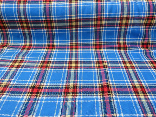 royal blue, yellow and red plaid wool fabric