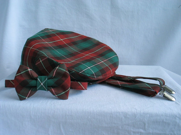 Prince Edward Island Tartan Flat Cap Bow Tie Suspenders-Taylors Tartans