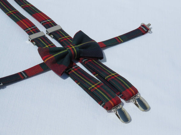 Quebec Tartan Suspenders and Bow Tie Set