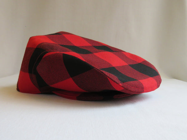 Red and Black Buffalo Check Flat Cap-Taylors Tartans