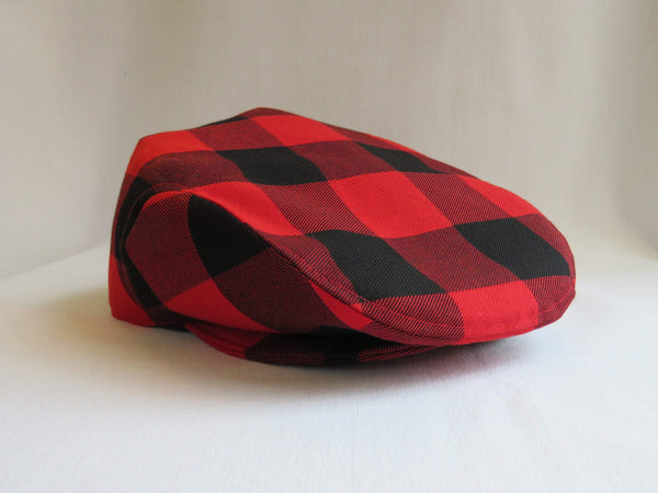 Red and Black Buffalo Check Flat Cap-Taylors Tartans