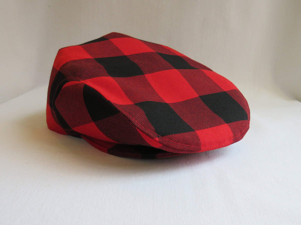 Red and Black Buffalo Check Flat Cap