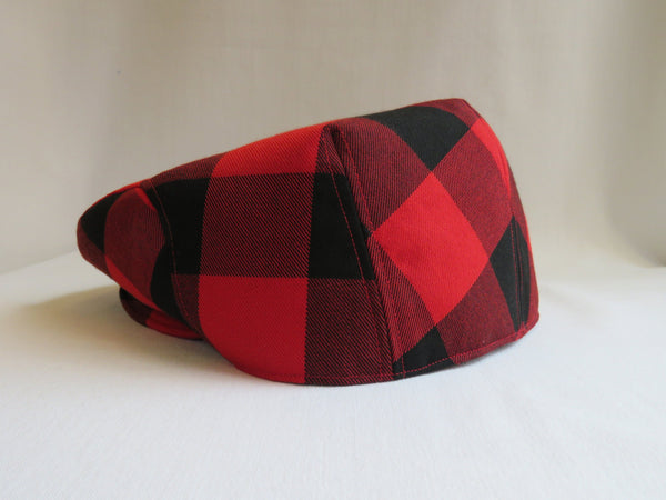 Red and Black Buffalo Check Flat Cap