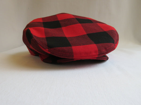 Red and Black Buffalo Check Flat Cap