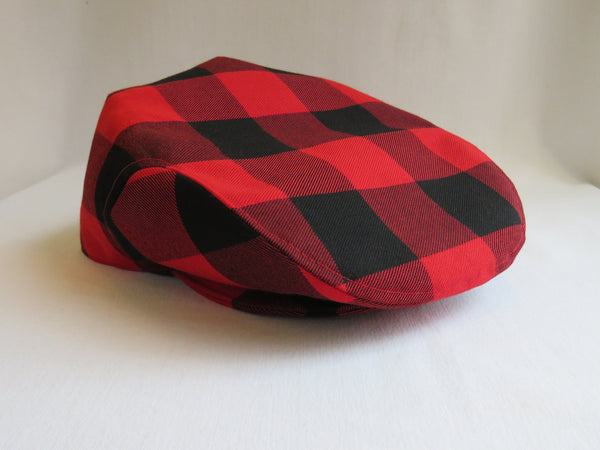 Red and Black Buffalo Check Flat Cap