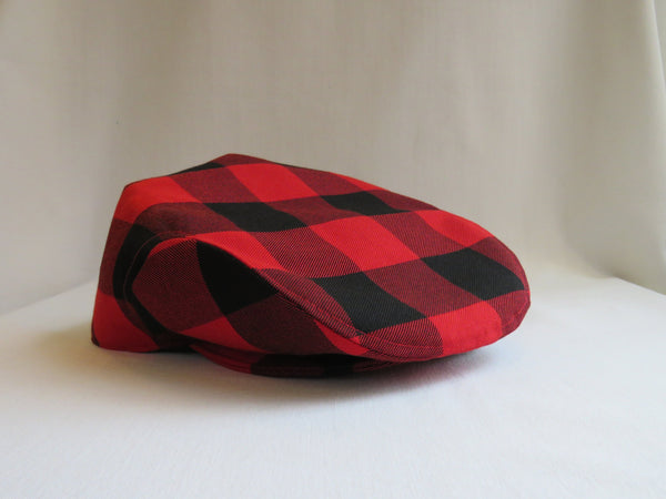 Red and Black Buffalo Check Flat Cap