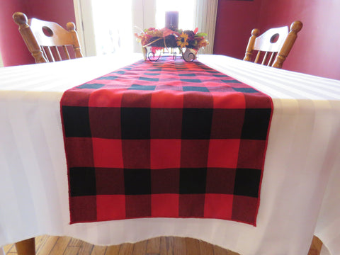 Red and Black Buffalo Check Table Runner-Taylors Tartans