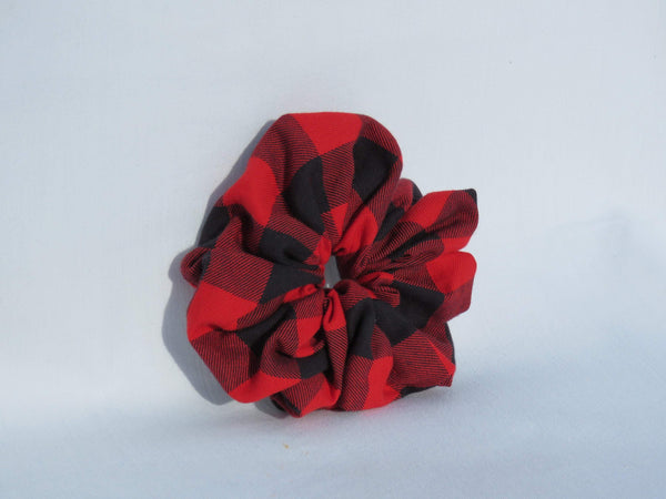 Red and Black Check Buffalo Scrunchie