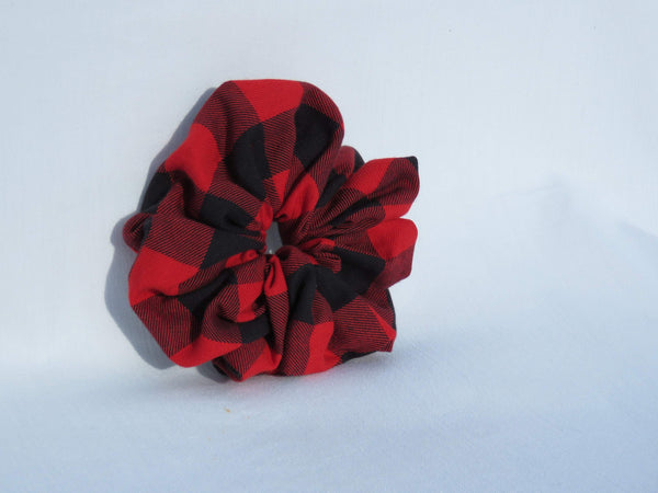 Red and Black Check Buffalo Scrunchie