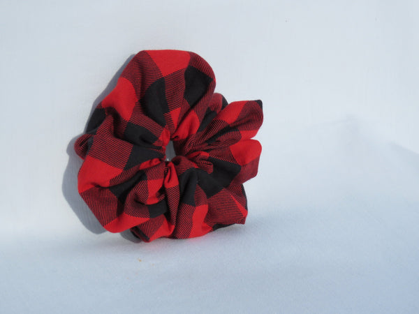 Red and Black Check Buffalo Scrunchie